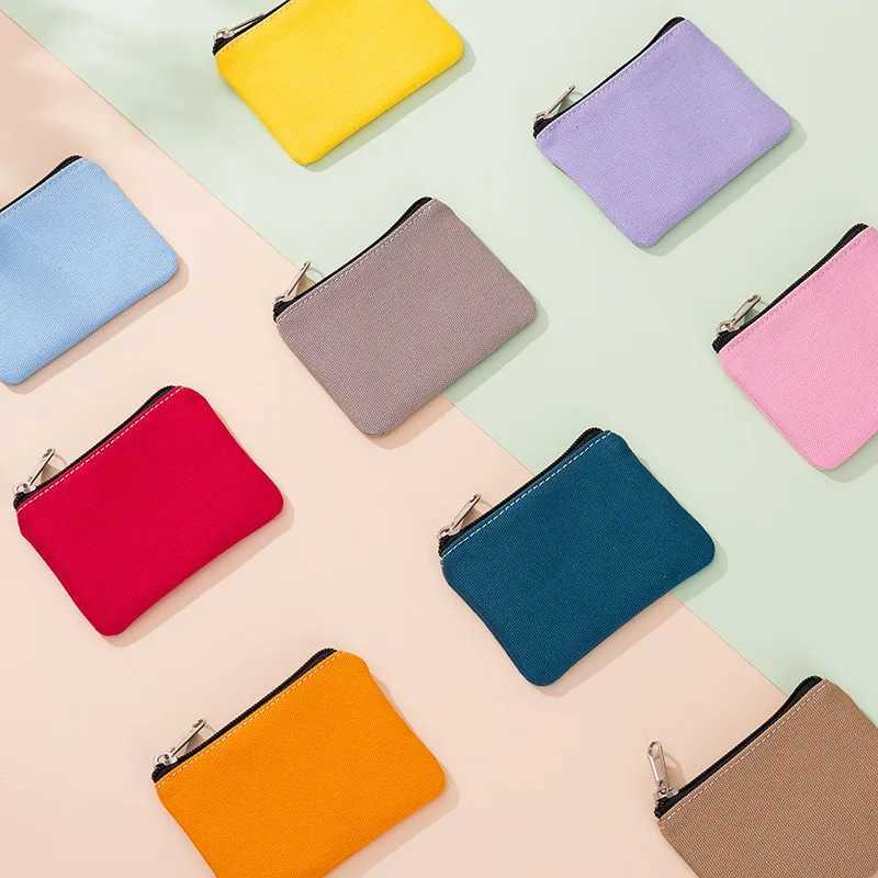 DIY Plain Canvas Cott Bag Pure Zipper Coin Key Bag Mey Pocket Women Men Hand-held Coin Purse Small Wallet KidXJ241111