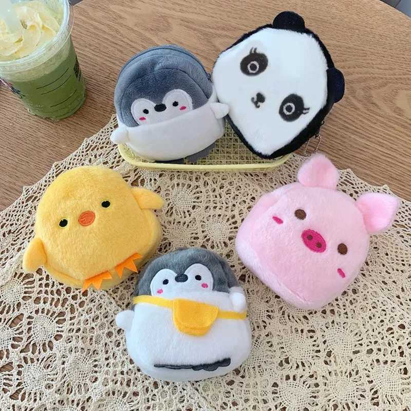 Carto Cute Animal Fish Chick Coin Purse Kaii Wallet Plush Coin Bag Key Earphe Coin Organizer Pouch Zipper Bag Kids GiftsXJ241111