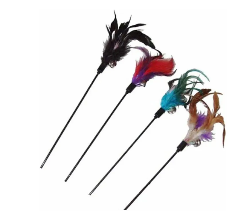 Cat Teaser Wand Toy Interactive Pet Kitten Birds Feather Play Sticks With Bell
