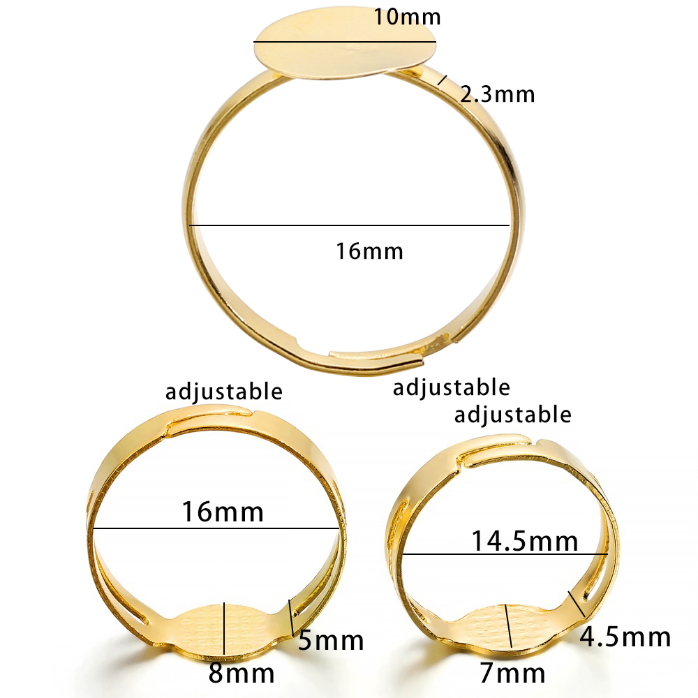 20-40Pcs/lot 7-10mm Metal Adjustable Blank Rings Setting For new DIY 2025 Handmade Ring Jewelry Making Finding Supplies Accessories