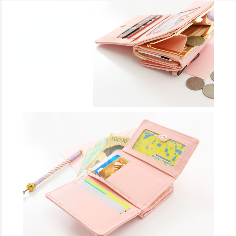 Ladies Wallet: Cute, Short Practical Design with Mini Cat Pendant, Popular Student-Friendly Coin Purse and Card Holder