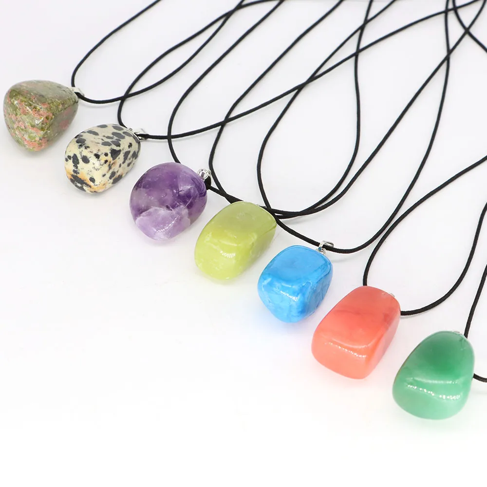 new Natural Crystal Irregular Tumbled Stone Jewelry Rose Quartz 2025 Green Aventurine Reiki Healing Pendants Necklace Mineral Guard Gifts