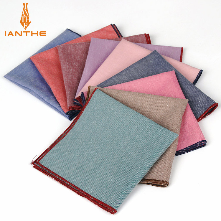 Brand New Men's Hankerchief Scarves Vintage Like Linen Hankies Men's Suits Pocket Square Handkerchiefs Solid Color 23*23cm