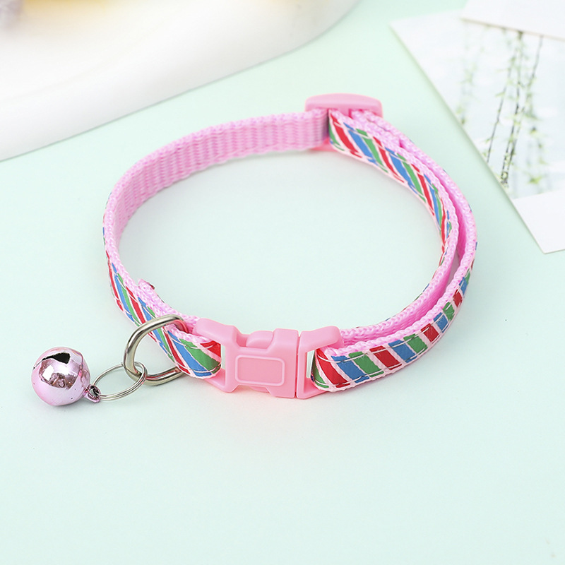 Cat Collars Adjustable Pet Supplies Puppy Collars 1.0 Twill Printed Patch with Bell Pug Collar for Puppy and Kitten Accessories