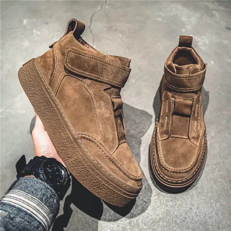 Ankle Boots Suede Mens Shoes Vintage Boots Hook and Loop Versatile ious Male Casual Sports Shoes Botines Hombre 241031