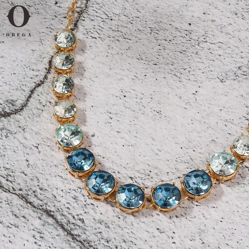 Obega Paved Crystal Cuban Link Chain Necklace for Women Hip 2025 Hop new Iced Out Round Tennis Chain Choker Jewelry pendants