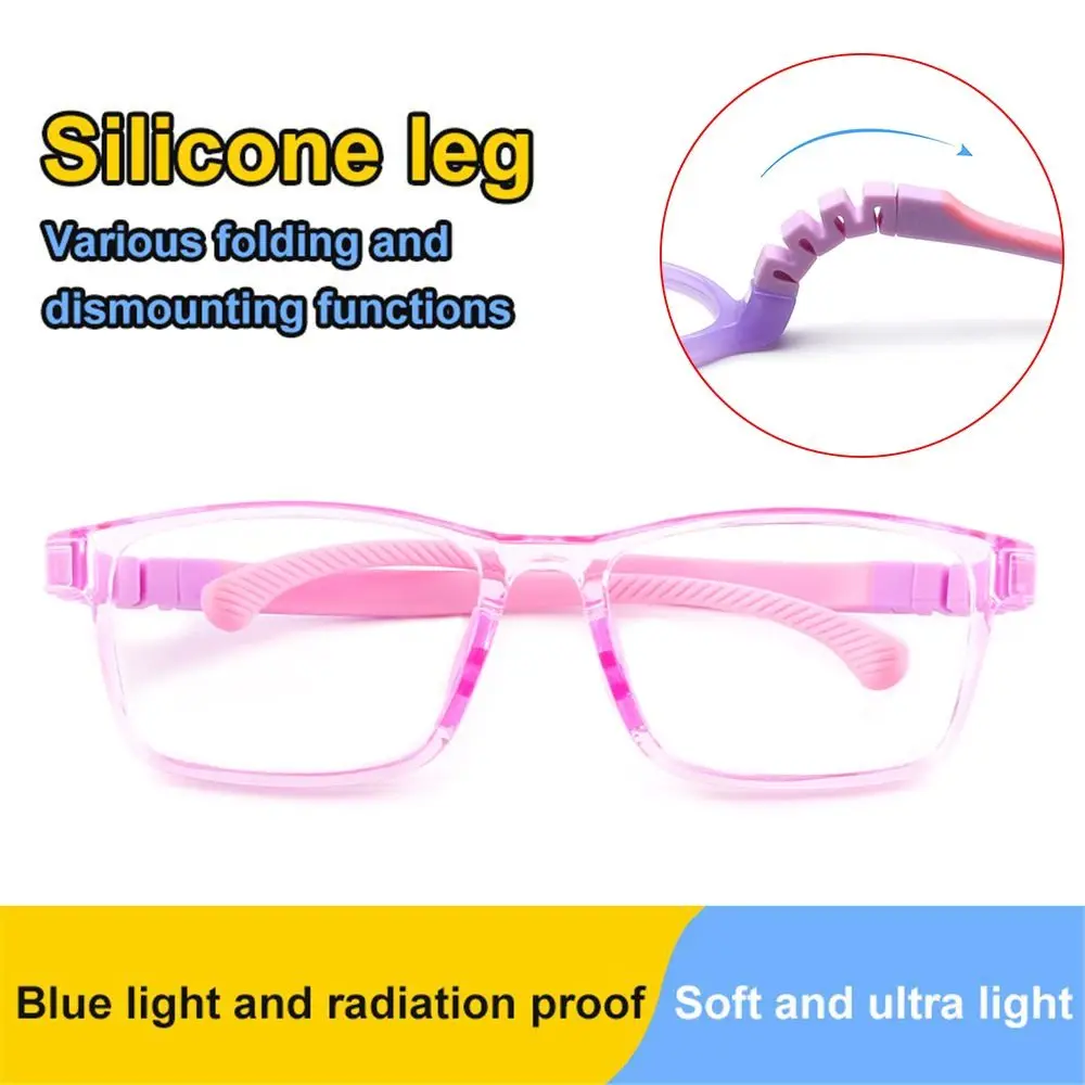 Kids Silicone Square Frame Glasses Children Boys Girls Ultralight Transparent Optical Spectacle Eyewear Clear Lens Eyeglasses