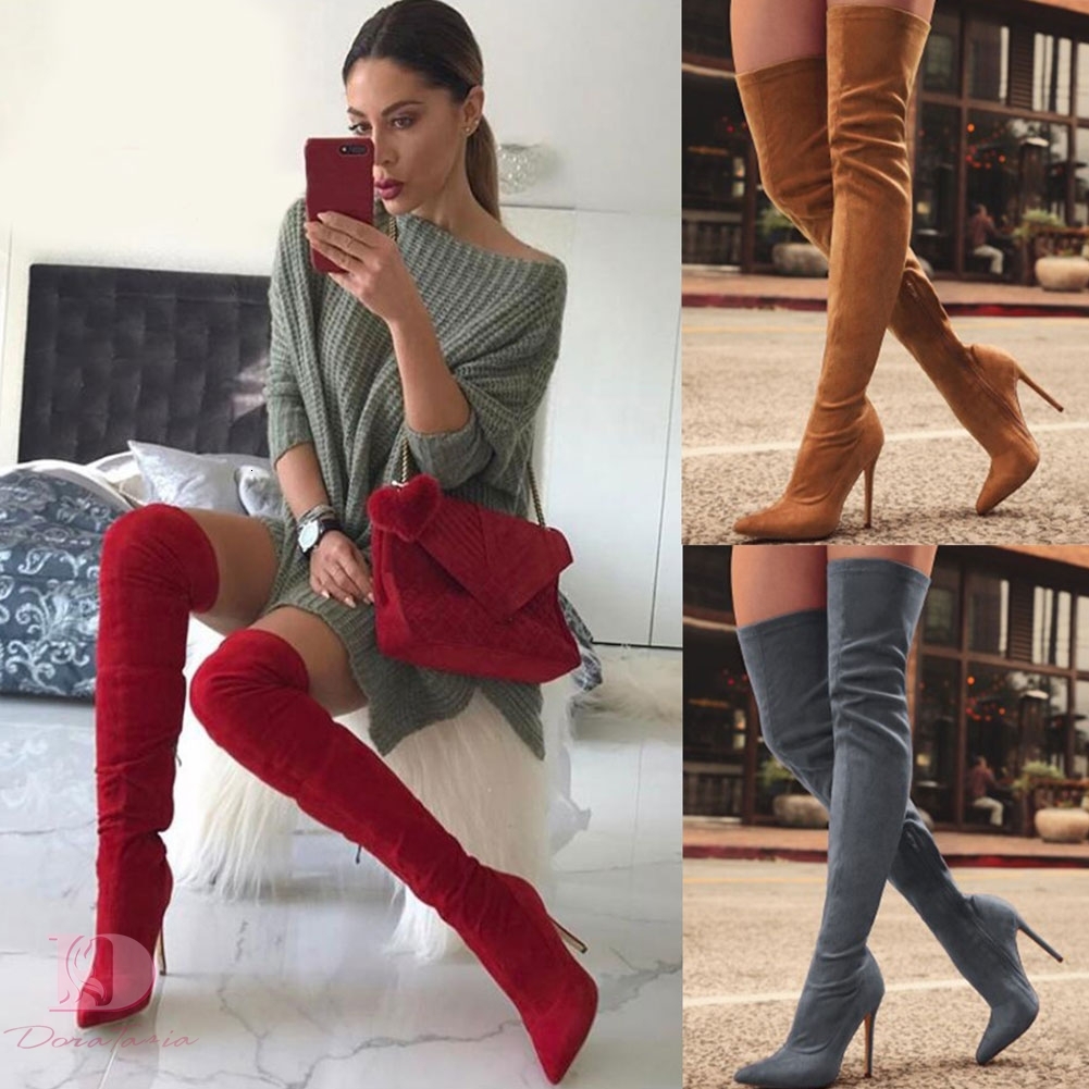 Brand New Women's Shoes Woman Plus Large Big Size 32-48 Over The Knee Boots Thin High Heel Sexy Party Boots Botas De Mujer 2020