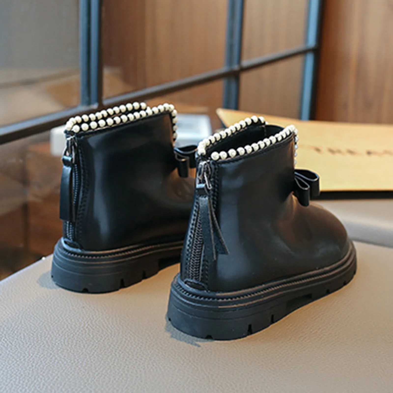 Low top bow childrens princess boots black brown girls leather shoes childrens Pret leather princess shoes beautiful and fashionable childrens boots M