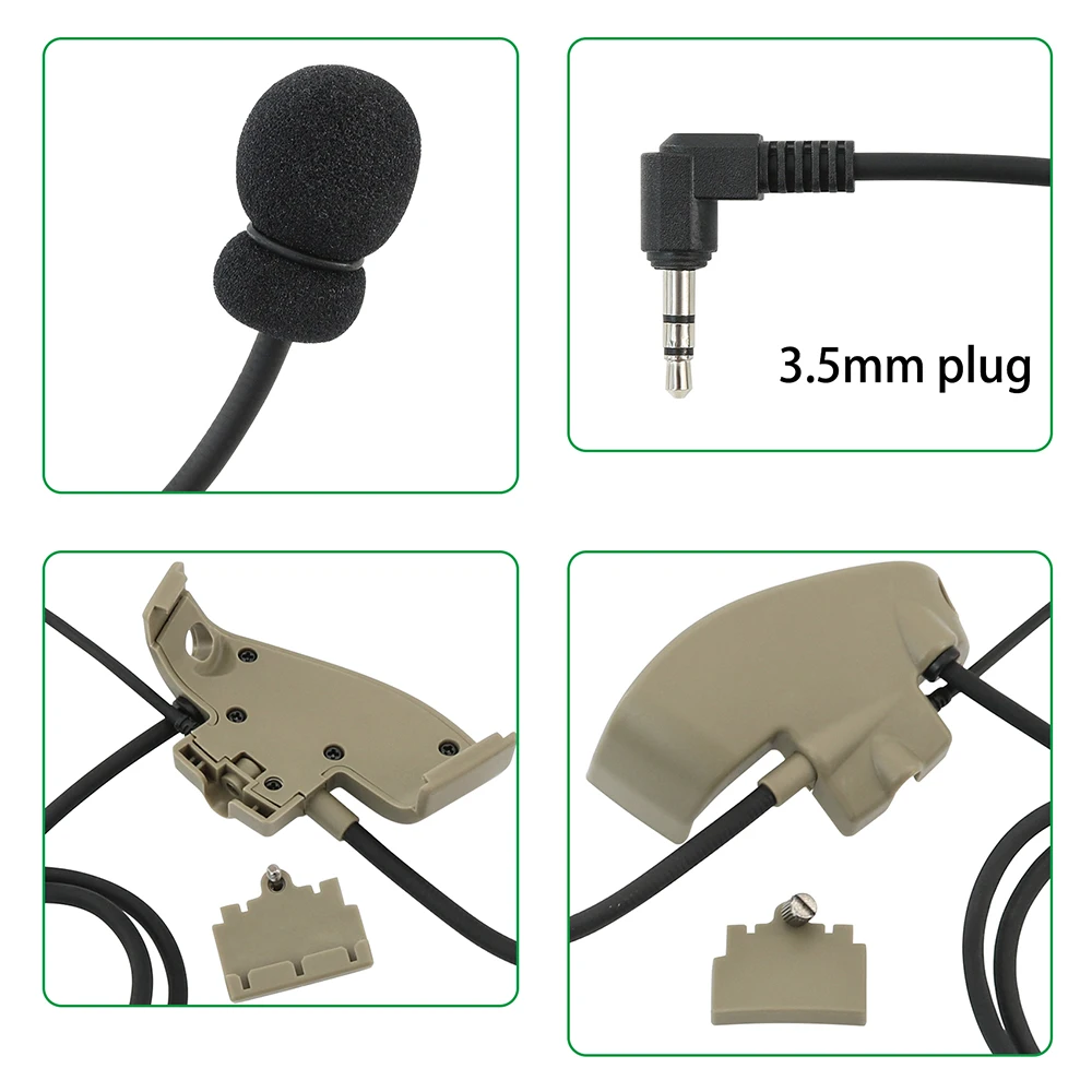 External Mic Kit & Gel Ear Pads for Howard Leight Impact Sports Shooting Headset Electronic Shooting Earmuffs Tactical Headphone