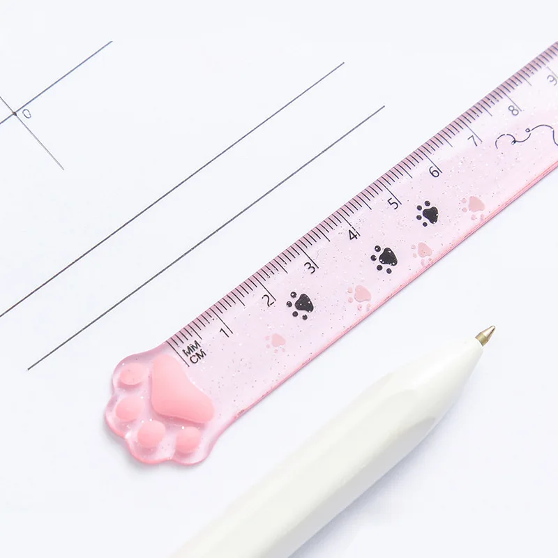 Cute Cat 2025 Paw Straight Rulers new Kawaii 15cm Measuring Ruler Students Drawing Tool Korean Stationery School Office Supplies