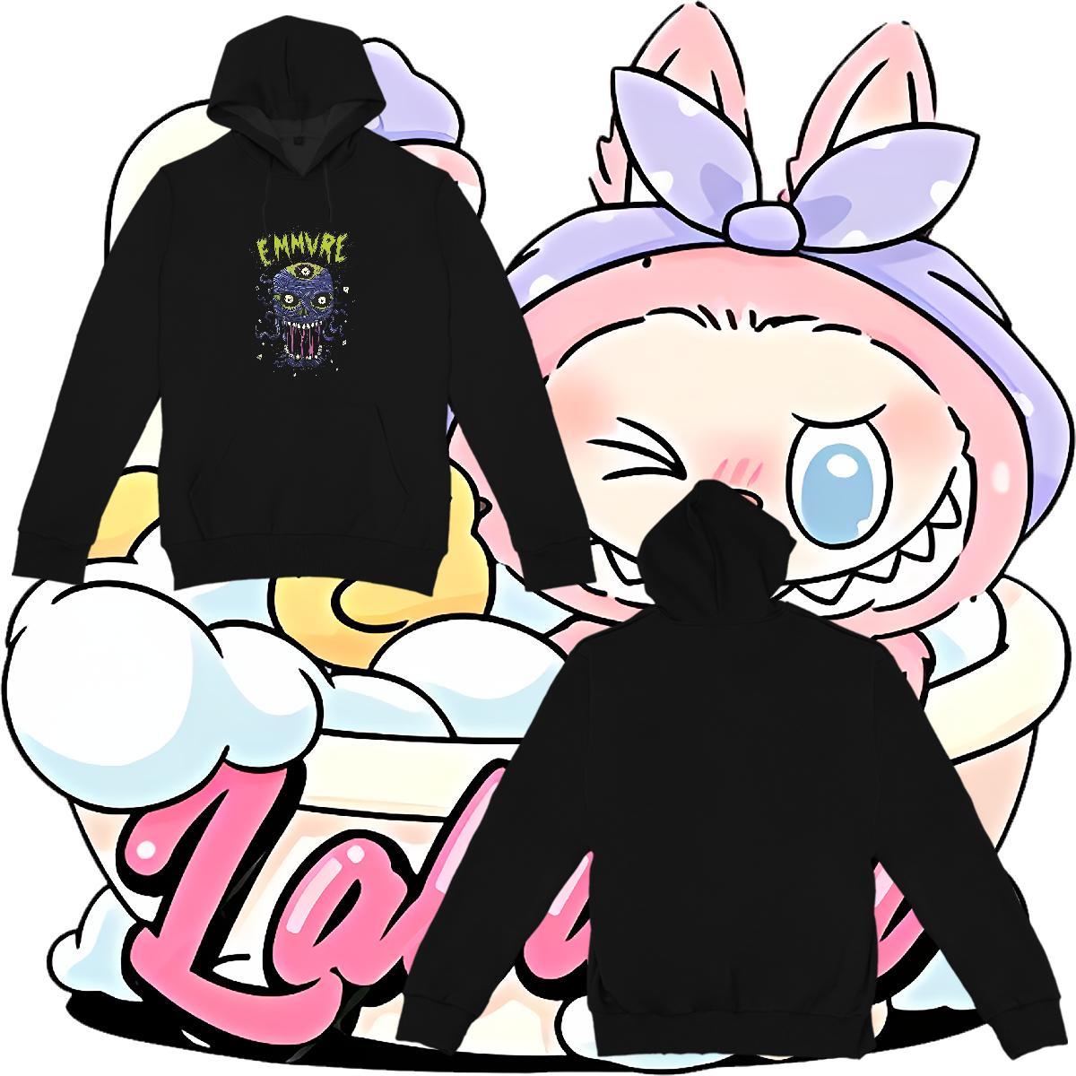 2024 DIY Womens Hoodie Cartoon Print Unisex Couples Hoodie Tops Breathable Drawstring Hoodie Y2K Cotton 350g