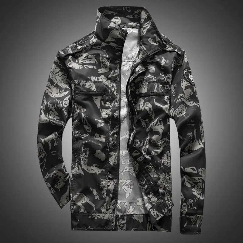 Mens camouflage clothing spring autumn 2022 automatic repair dustproof labor protection single top full set mens cargo jacket W241102