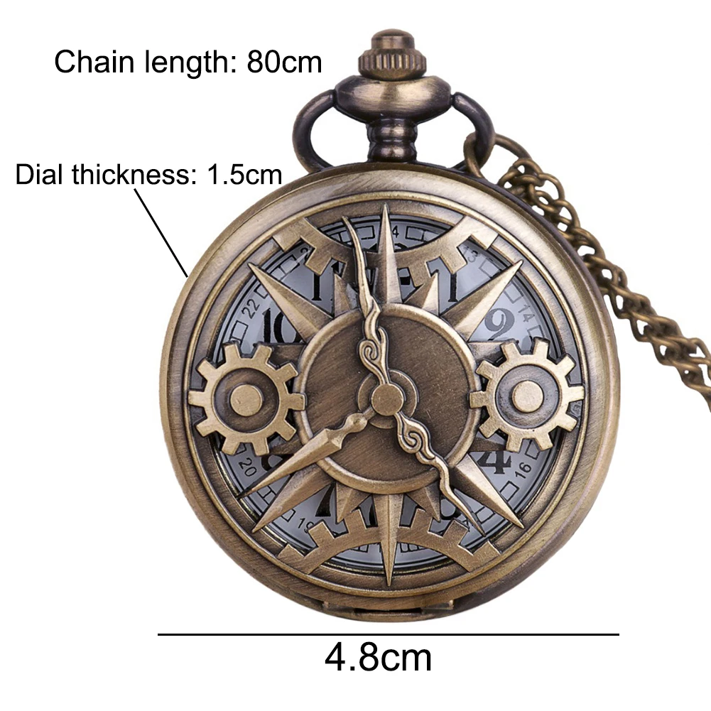Unique Retro new Bronze Steampunk Hollow Gear Design Quartz 2025 Pocket Watch with Necklace Chain Leisure Pendant Gift Men's Clock