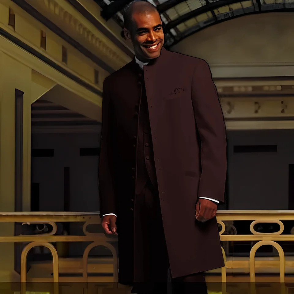 2024 Mens Suit Long Jacket Pants Vest Threepiece Set Wedding Groom Tuxedo Indian Style Single Breasted Blazer Custom 241024