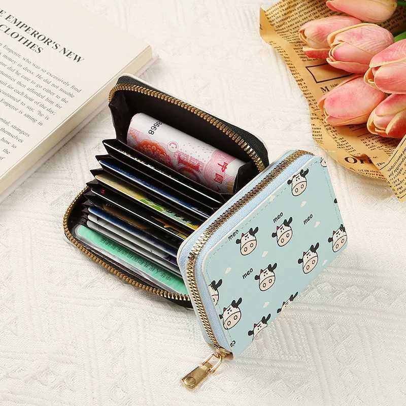 Cute Cow Pattern Coin Purse for Women Girls Card Wallet PU Leather Students Pocket Zipper Key Bag Carto Handbags Card HolderXJ241111