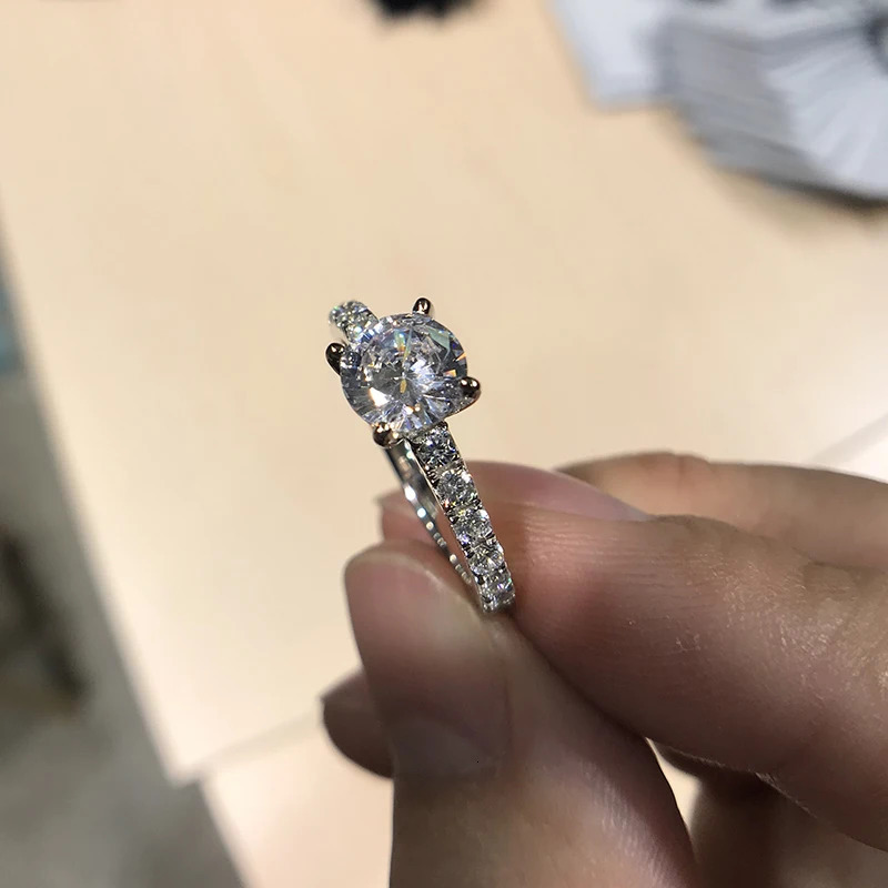 1 925 Sterling Silver Wedding Ring For Women Engagement Band Solitaire Fine Jewelry 240402