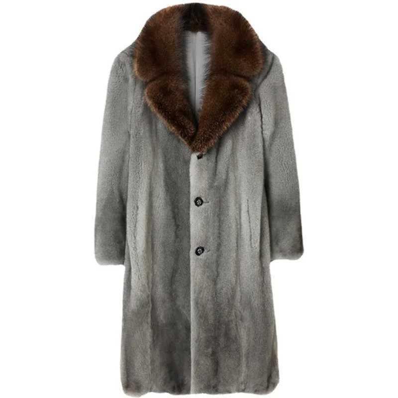 S-6XL Size Fashion Men Winter Jacket Gray Warm Imitation mink velvet Mens Coat Loose Outdoor Sport Casual Long ParkasXJ241102