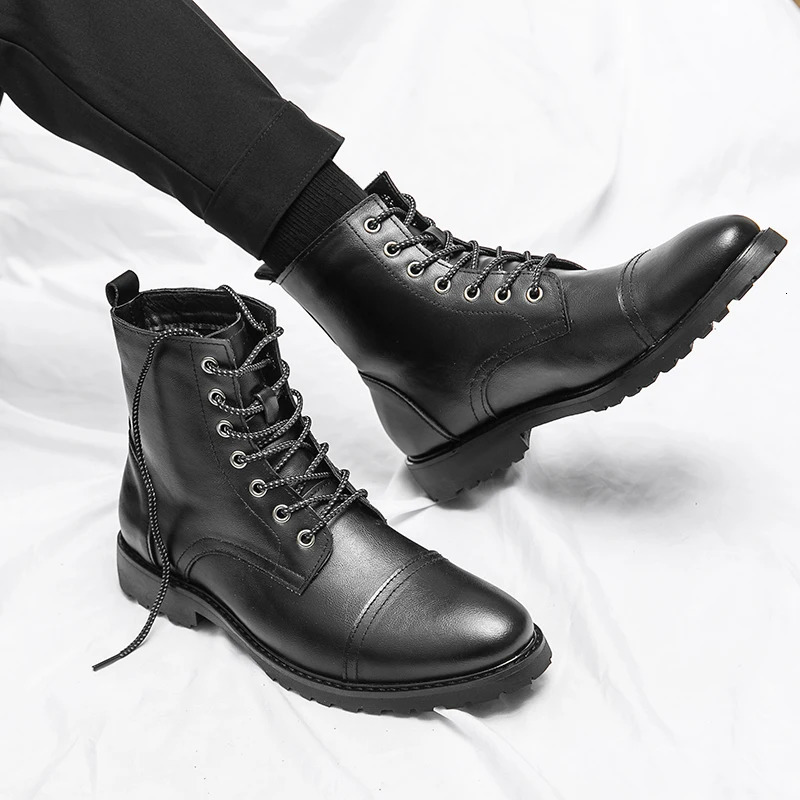 Pointed High Top Dress Shoes Mens Fashion Casual Chelsea Boots Mens Leather Boots Original High Quality Ankle Boots 241031