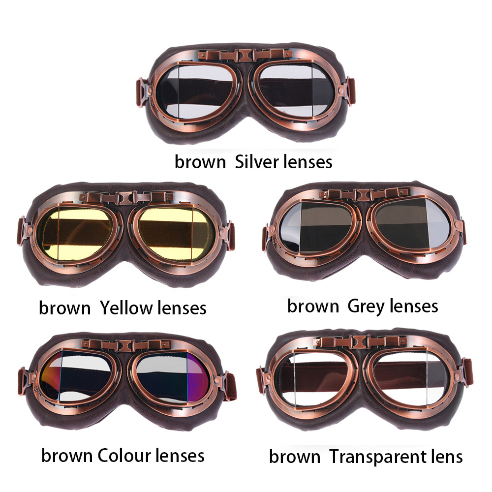 High Quality Vintage Motorcycle Goggles Retro Pilot Goggles Motor Protective Gears Dustproof Goggles For Cruiser Cafe Scooter