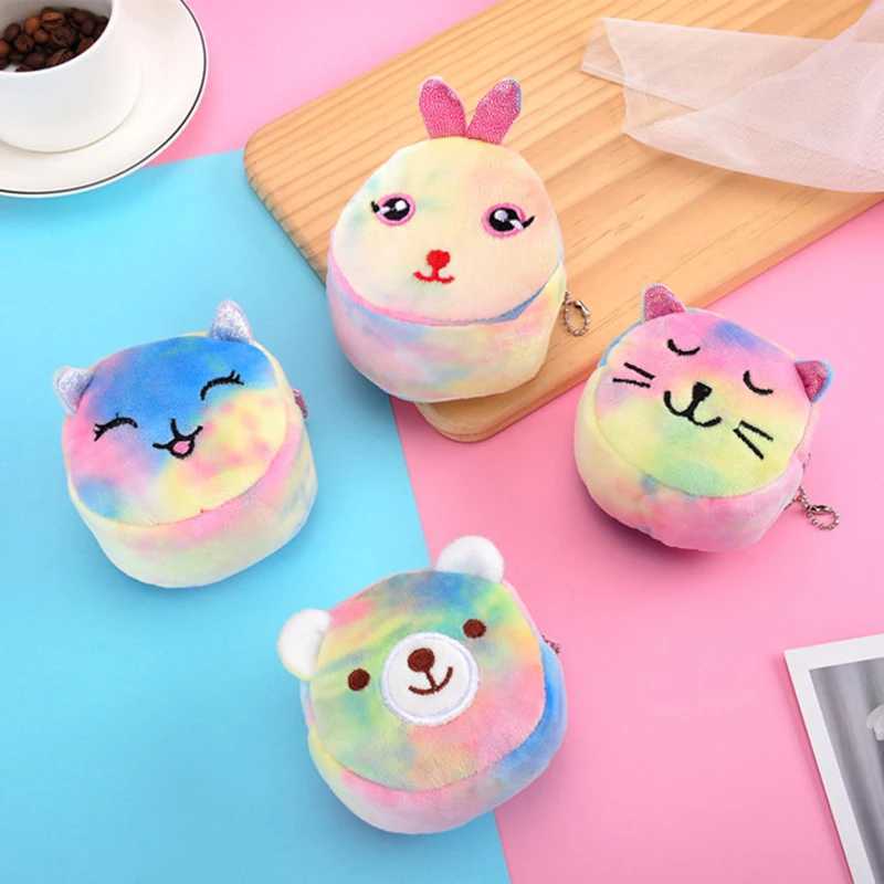 Cute Carto Plush Sheep Coin Purse Fur Circle Wallet Girl Cluh Embroidered Bag Key Earphe Organizer Bags Kids GiftXJ241111