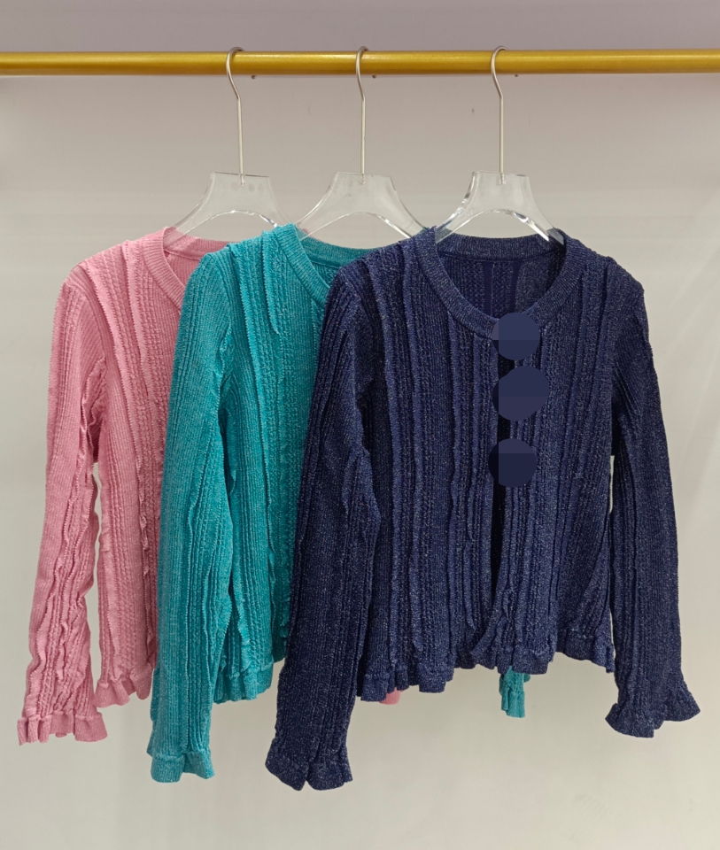 401 2024 Runway Spring Summer Brand SAme Style Long Sleeve Pink Blue Green Crew Neck Womens Clothes High Quality Womens shun