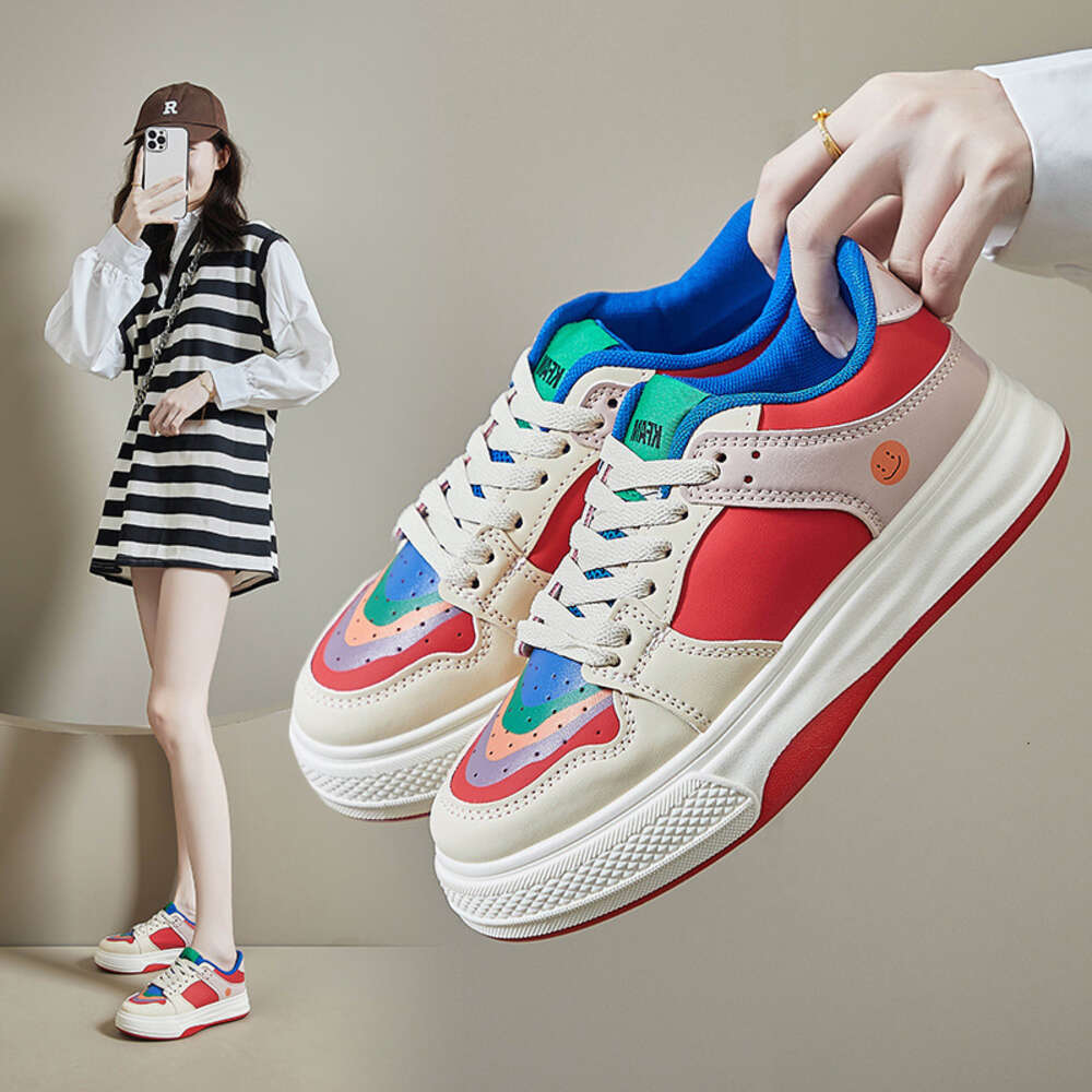 Ddmysports Student Korean Version Of Little White Women S Fashion Spring New Breathable Thick Sole Matsuke Board Shoes For Leisure OUTDOOR