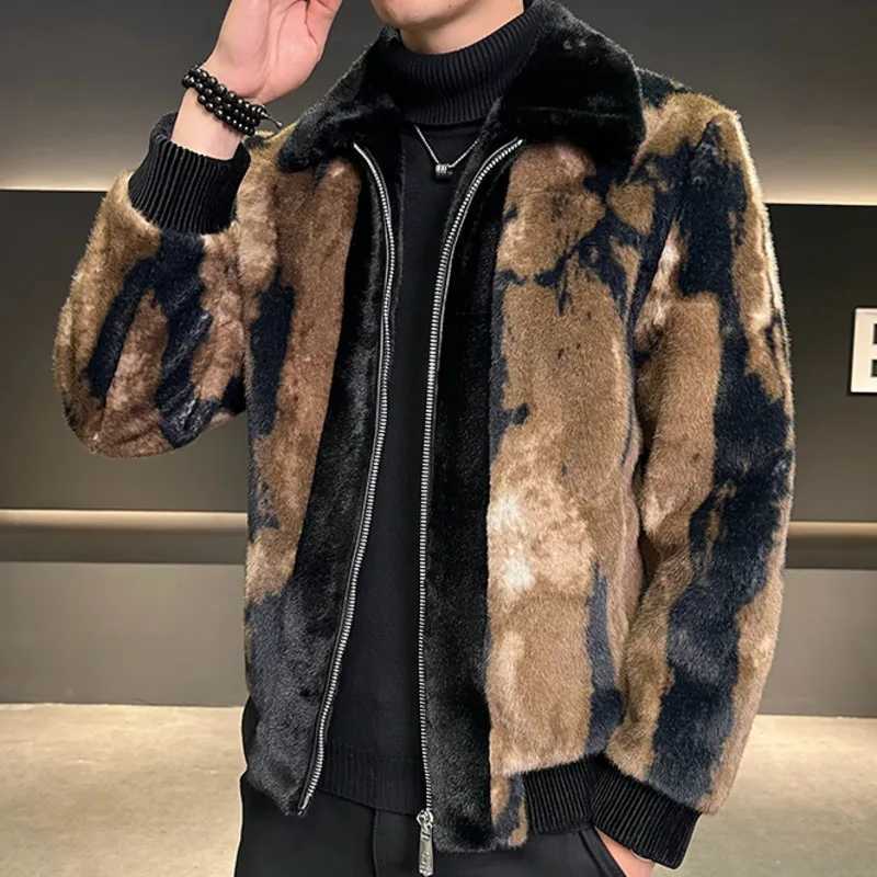 Winter Clothing Mens Faux Leather Jacket Men High Quality Gold Mink Fur Thick Woolen Fur Jacket Jaqueta De Couro MasculinaXJ241102