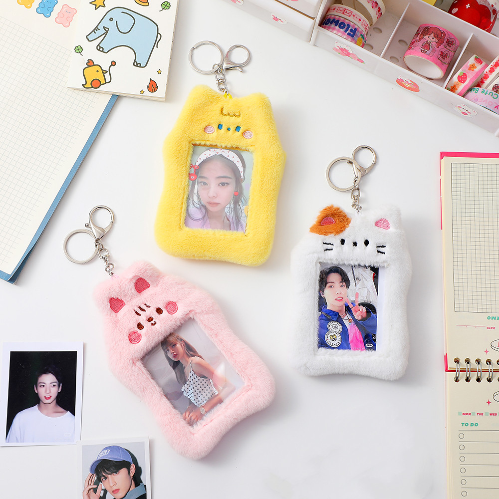 3inch Kawaii Plush Photocard Holder Pendant Cute 2025 Bunny new Lover Idol Card Holders Bus Card Proect Sleeves Cover