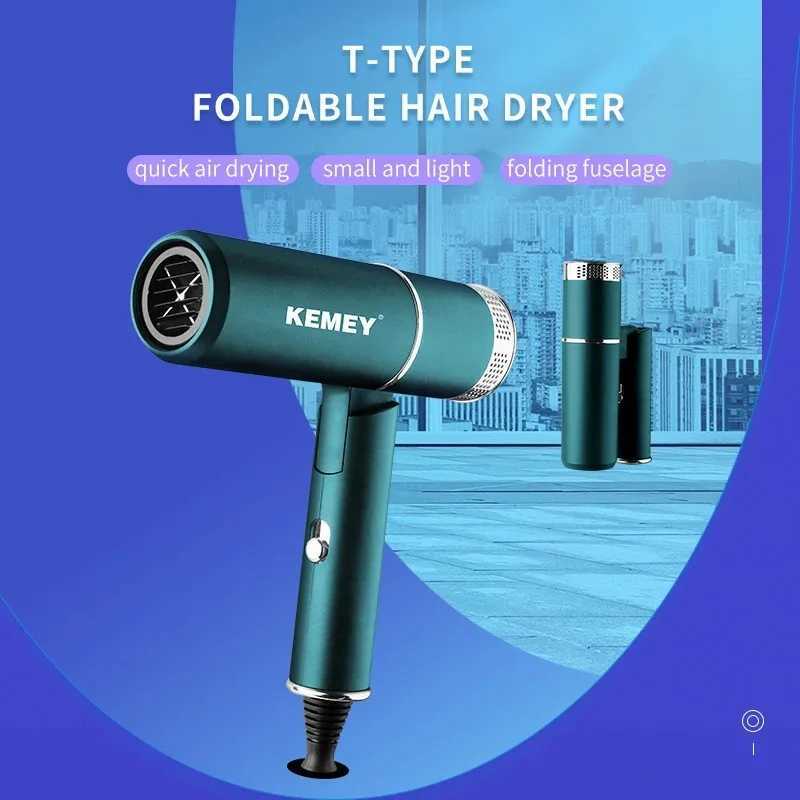Hair Dryers KEMEI foldable Hair Dryer KM-9825 Professional Styling Salon Light Green Electric Hair Dryer Secador De Cabelo Profissional 240401