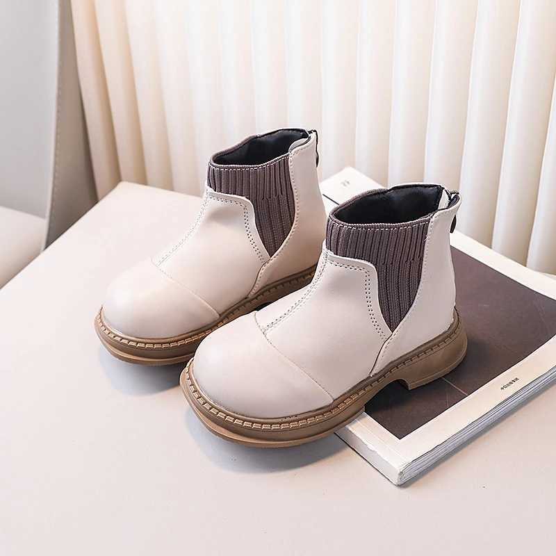 Childrens ankle boots solid color Versatile boys and girls short boots with back zipper new childrens leather boots UK sled M241102