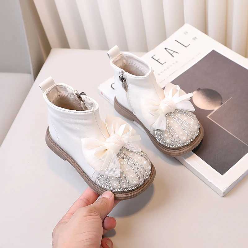 Childrens short boots side zipper girls princess boots big sweet bow new childrens ankle boots anti slip temperature M241102