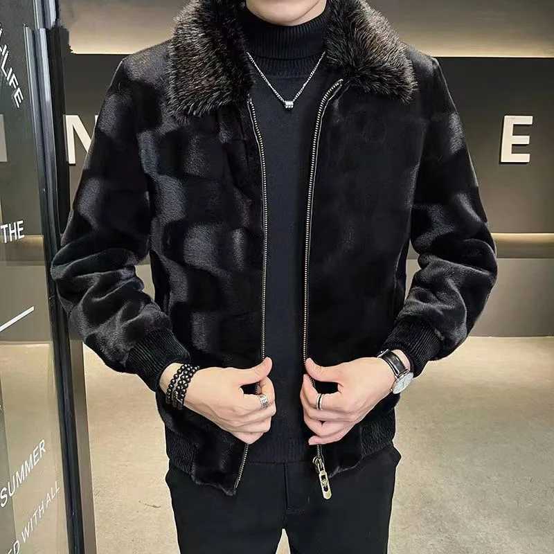 2024 New Fur Jacket Imitation Coat Whole Mink Imitation Mens Winter Gold VelvetXJ241102