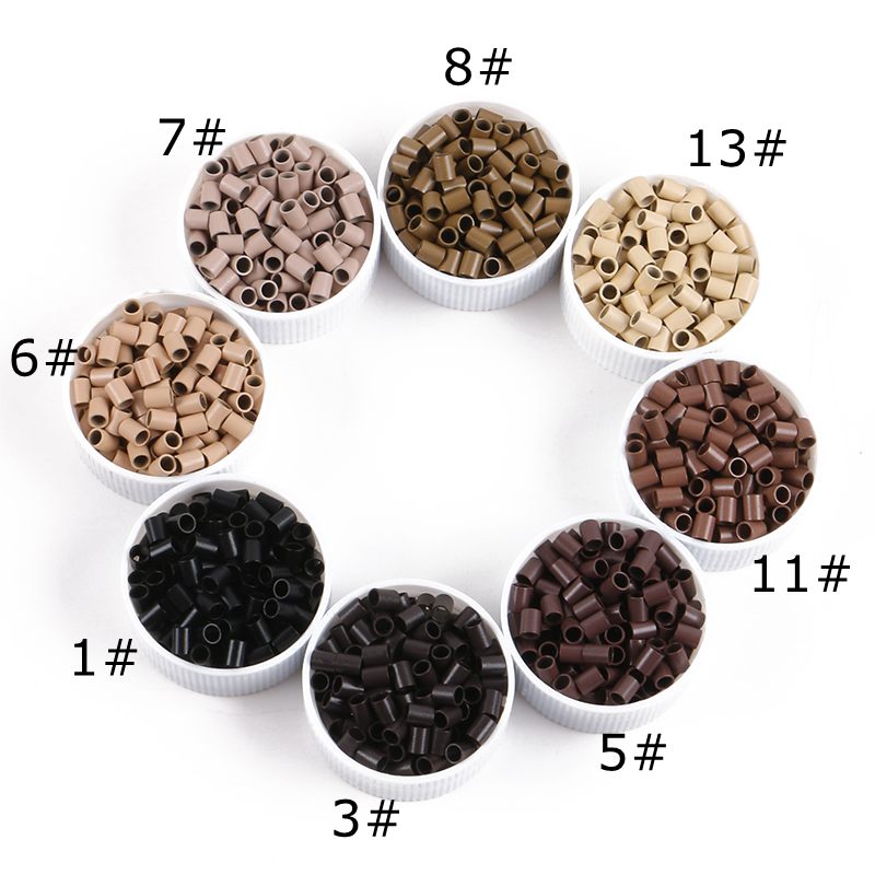 1000pcs Black Straight Copper Ring euro locks of 3629x4.5mm Micro Ring Beads For I tip Hair Extension