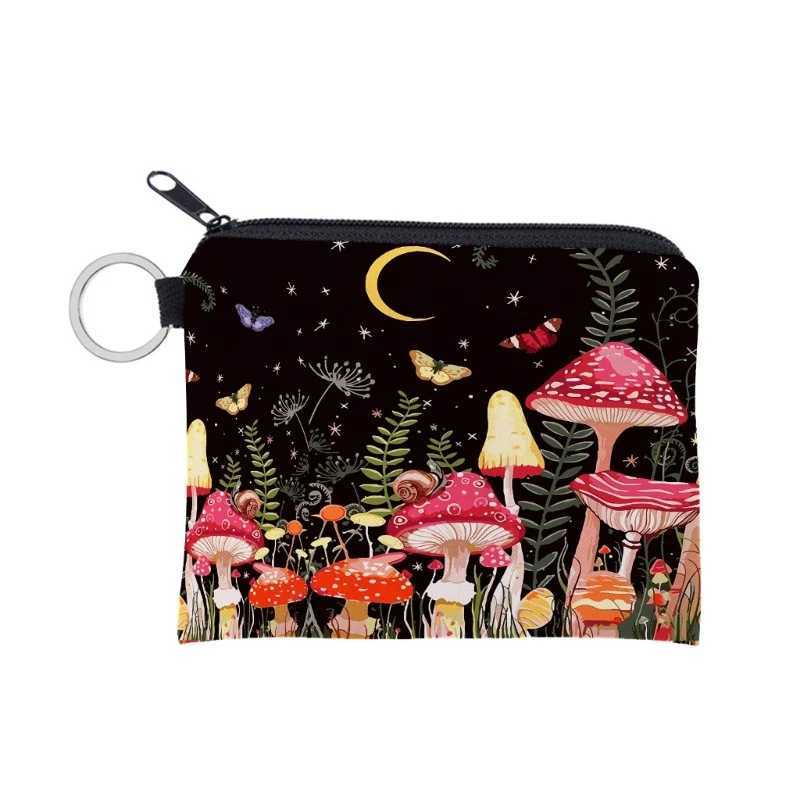 Mushroom Pattern Coin Purse Card Holder and Keychain Great for Everyday Use Travel and SportsXJ241111