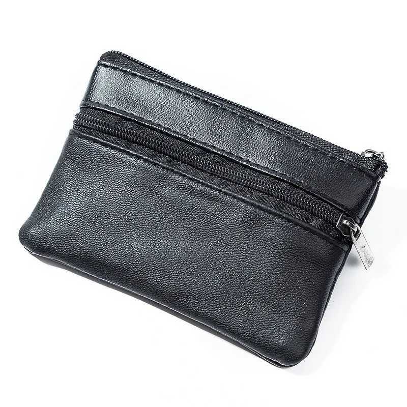 Black Men Business Coin Purse Women Small Bag Wallet Change Purses Zipper Mey Bags Mini Wallets Leather Key Holder CasesXJ241111