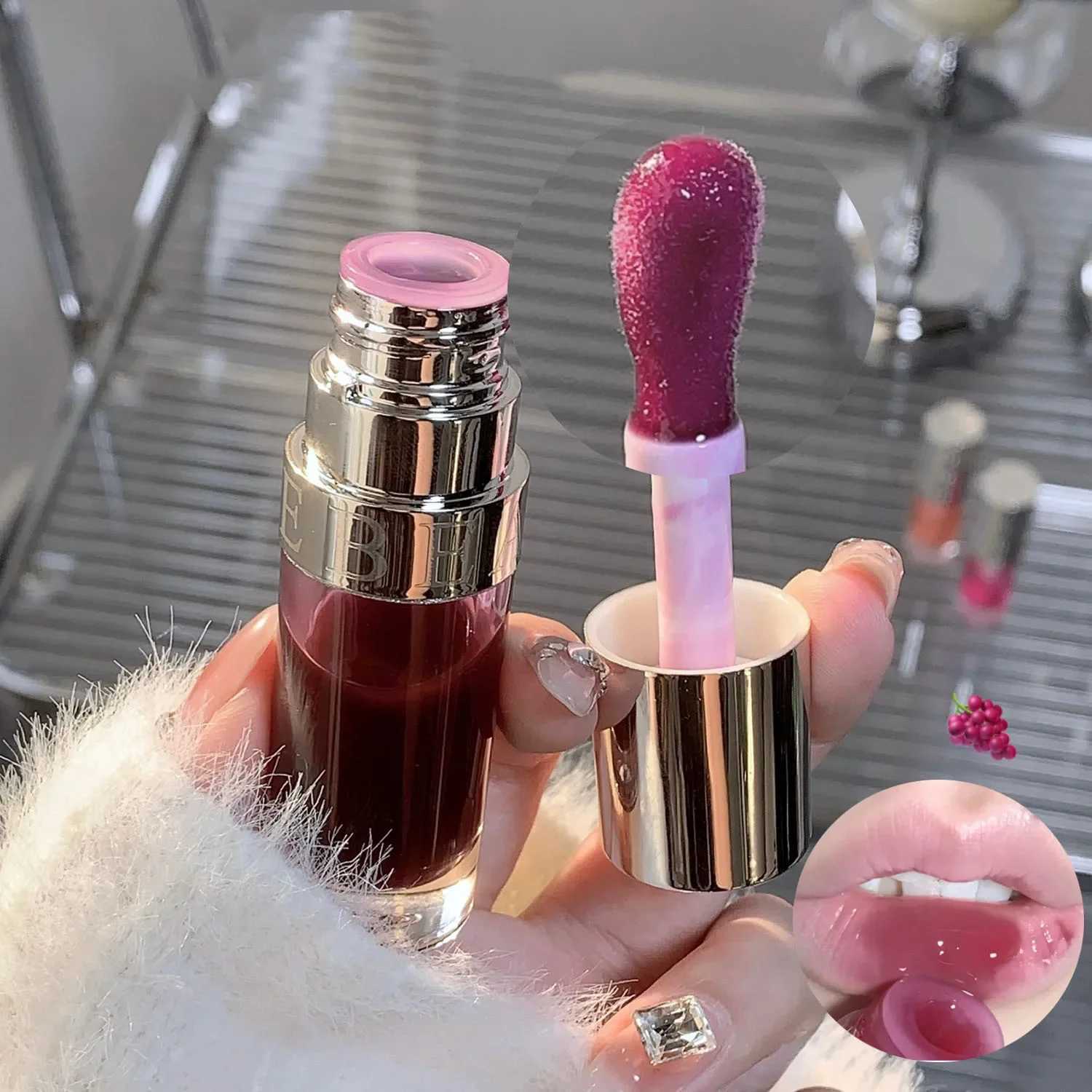 Moisturizing glass lipstick purple jelly violet transparent lipstick gloss makeup nutrient liquid lipstick lip care W241101