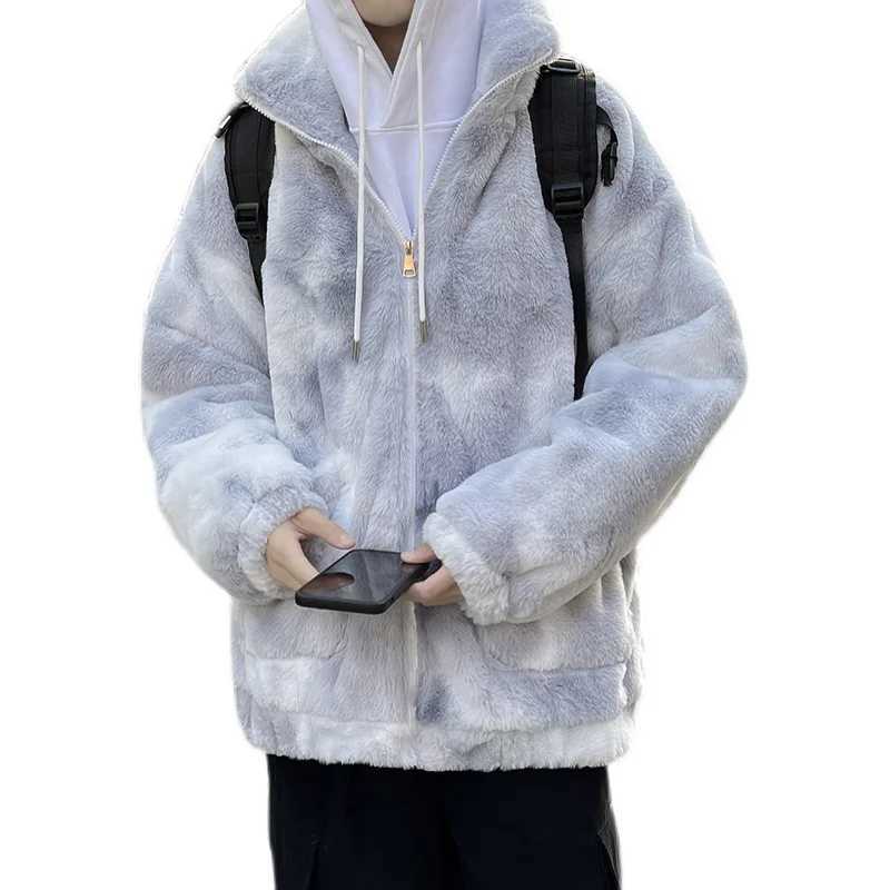 Handsome Lambwool Padded Jacket for Men Faux Fur Thickened Winter Lapel Coat 2023 New Fashion High Street Bigh Coats Top Q11XJ241102