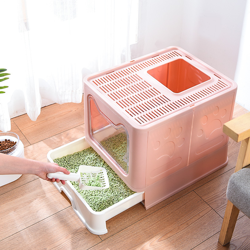 Lettiera Gatto Cat Litter Box High Quality Enclosed Foldable Cat Litter Box with Scooper