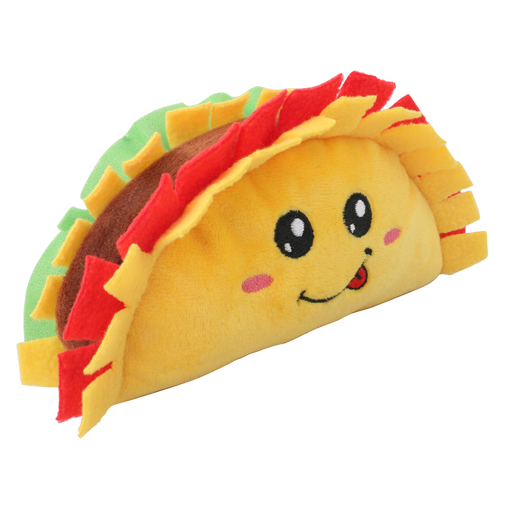 Hot Sale Cute Durable Squeaky Plush Food Series Stuffed Pet Dog Toy Plush Taco