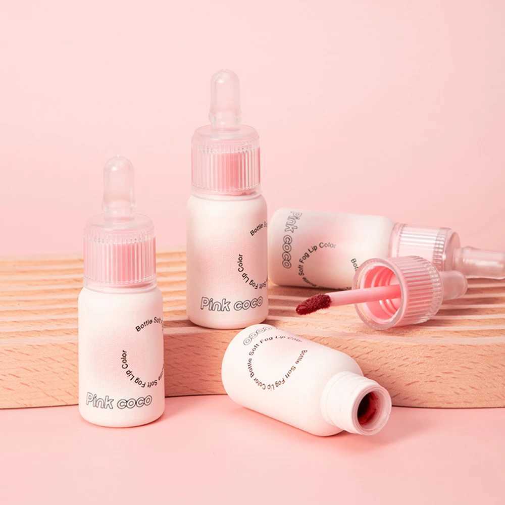 Pink feeding bottle mirror lipstick watercolor glass lip color lasting moisturizing liquid lipstick Korean cosmetics W241101