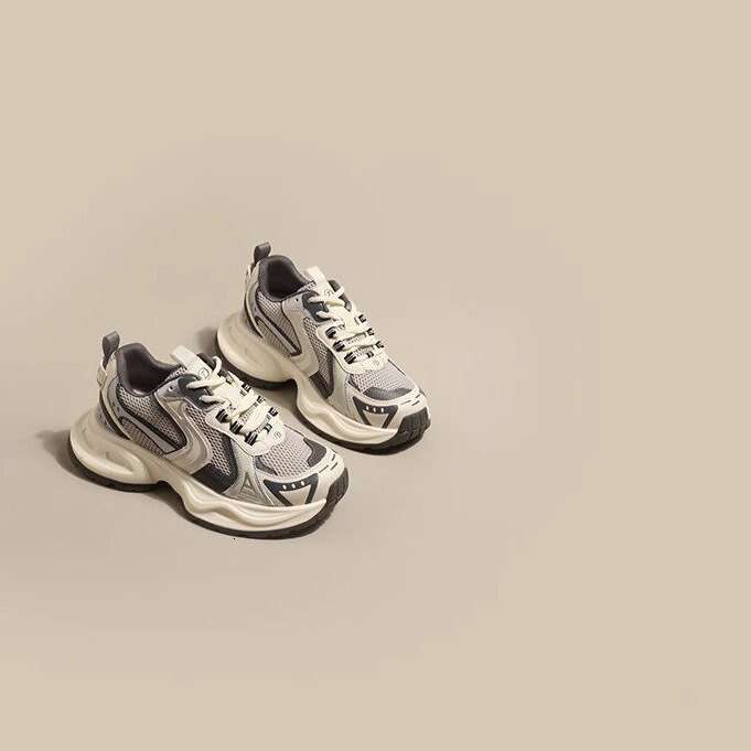 2024 Spring Four Seasons Show Feet Dad Shoes Female Heightened Thick Sole Little White Sports Casual Cool Qi Forrest.