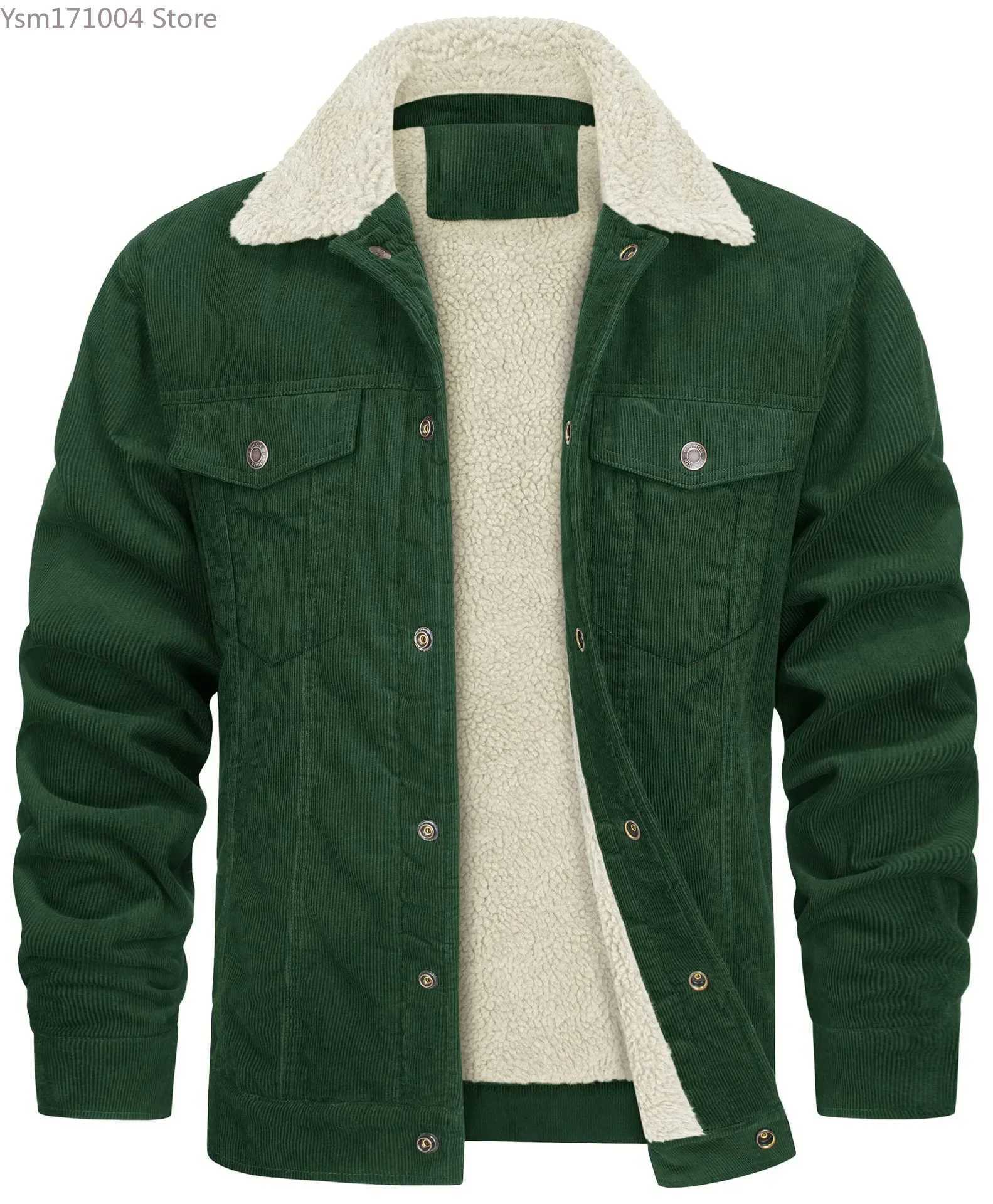 Mens Luxury Denim Jacket Corduroy Jacket Retro Sherpa Flce Windbreker Thick Warm Winter Jacket with LTIPL Pocket Casual W241102