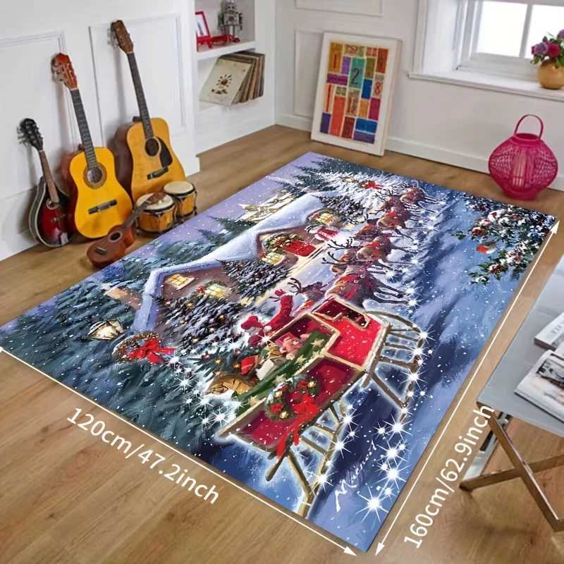 Christmas Santa Claus Elk Carpet for Living Room Decor Sofa Table Large Area Rugs Kitchen Hallway Balcony Rugs Bedroom DoormatXJ241101