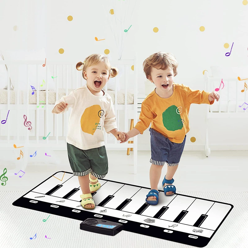 Piano Musical Mat Toys Keyboard with 8 Instruments Sounds Dance Touch Playmat Early Educational Toys Gifts for Girls Toddlers
