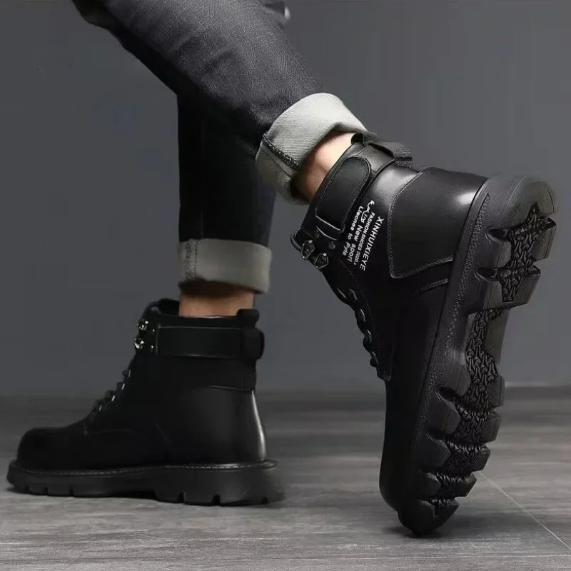 Leather mens boots black waterproof mens shoes spring and autumn anti slip promotion comfortable shoes providing retro sales 241031