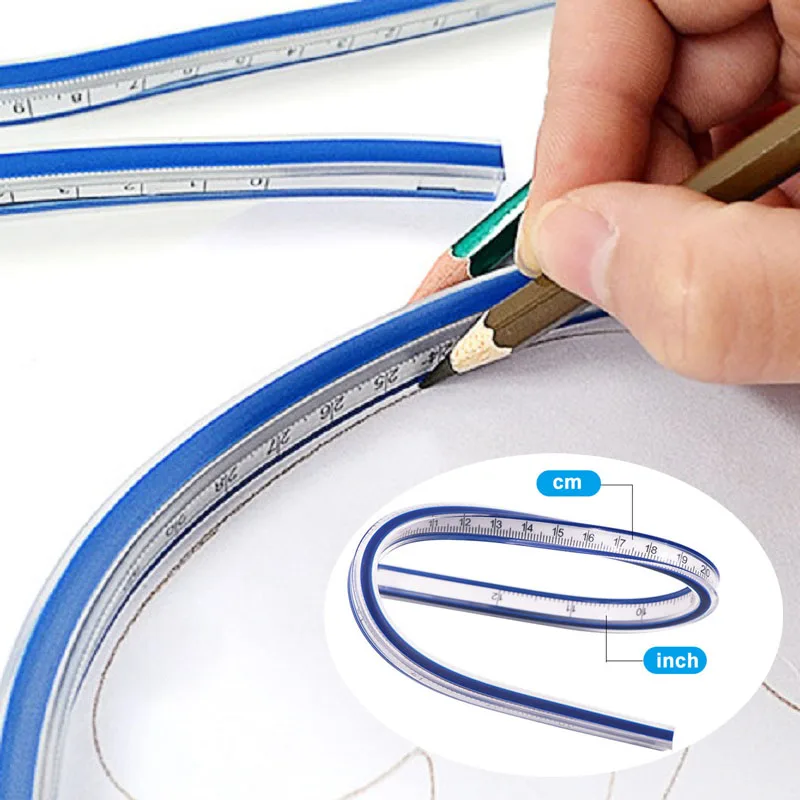 1PC Flexible Curve Ruler 2025 Drafting Drawing Tool Snake Shaped Ruler Flex new Curved Ruler Quilting Plastic School Office Supplies 30cm