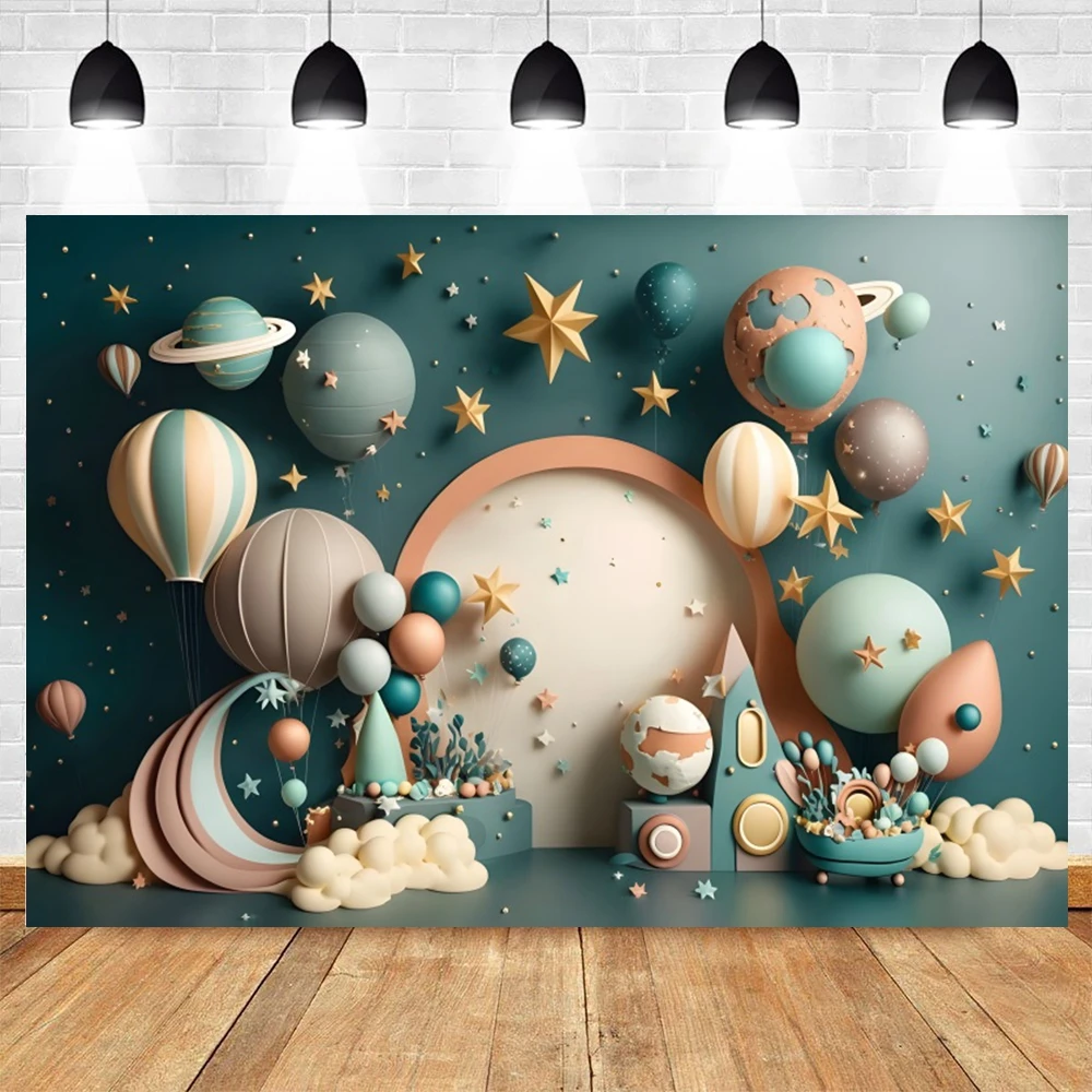 Newborn Baby Shower Background for Photography Balloons Boy and Girl Cakesmash Birthday Party Background Photo Studio Props