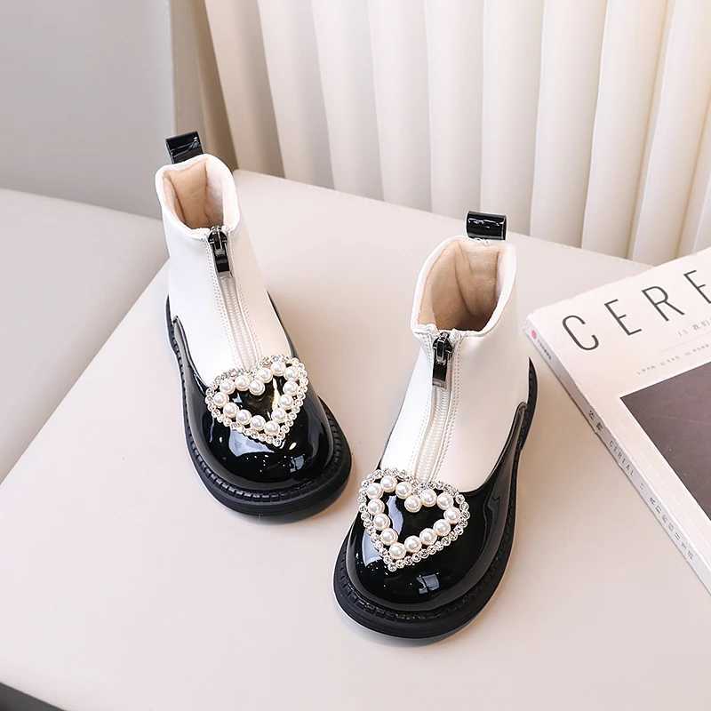 Girls leather boots front zipper childrens short boots sweetheart new childrens ankle boots elegant and warm M241102