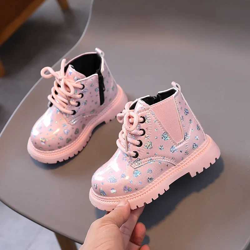 Childrens Girls Boots New Autumn Childrens Princess Leather Boots Fashion Gloss Childrens Leather Boots Shoulders Shoes Side Zipper M241102